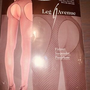 White fish net suspended pantyhose